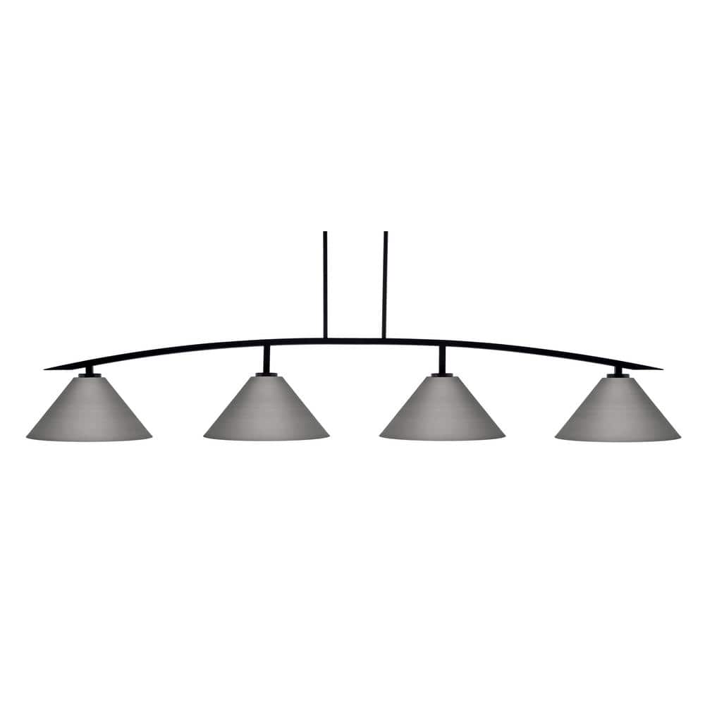 Siena 4-Light Matte Black Billiard Light with 14  in. Graphite Cone Metal S