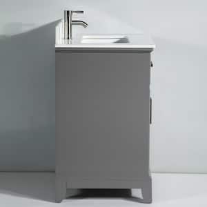 Genoa 60 in. W x 22 in. D x 36 in. H Bath Vanity in Grey withEngineered Marble Top in White with Basin and Mirror