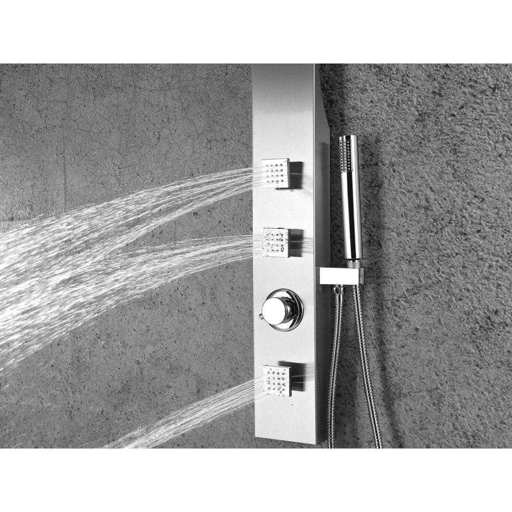 Silent 40'' Brushed Steel Full Body Shower Panel with Rain Shower