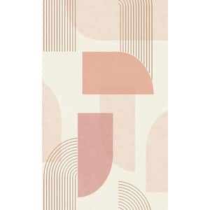 Pink Abstract Shapes Geometric 57 sq. ft. Non-Woven Textured Non-pasted Double Roll Wallpaper R7967