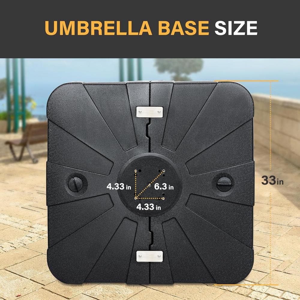 Black Heavy Duty Plastic Wheeled Patio Umbrella Stand, 33" x 33"