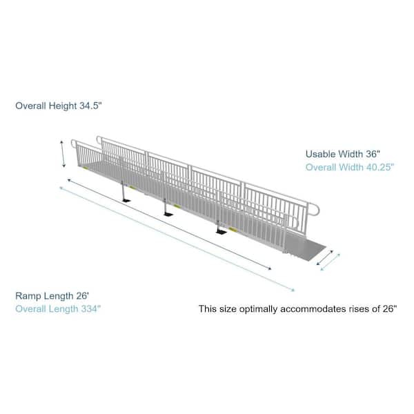 PATHWAY 3G 26 ft. Wheelchair Ramp Kit with Solid Surface Tread and Vertical Picket Handrails