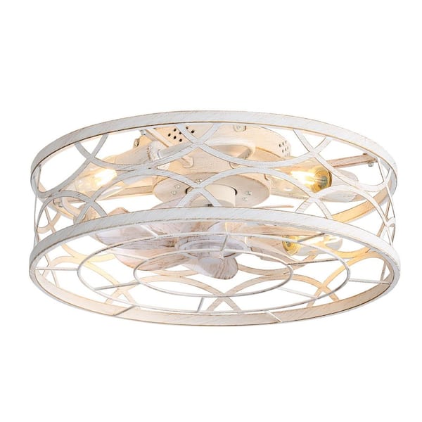 Breezary 18 in. Indoor Black/Gold Enclosed Flush Mount Ceiling Fan with Light Kit and Remote Control Included