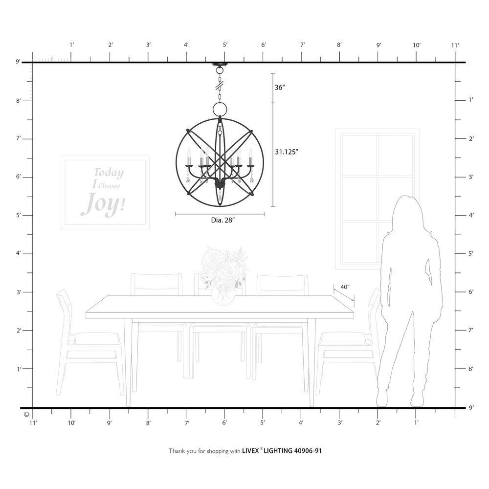Aria Brushed Nickel 6-Light Crystal Globe Chandelier