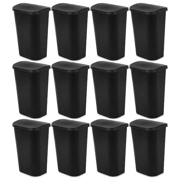 11.3 Gal. Black Lift Top Lid Kitchen Wastebasket Plastic Household Trash Can (12-Pack)