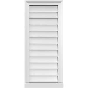 16 in. x 36 in. Vertical Surface Mount PVC Gable Vent: Decorative with Brickmould Sill Frame