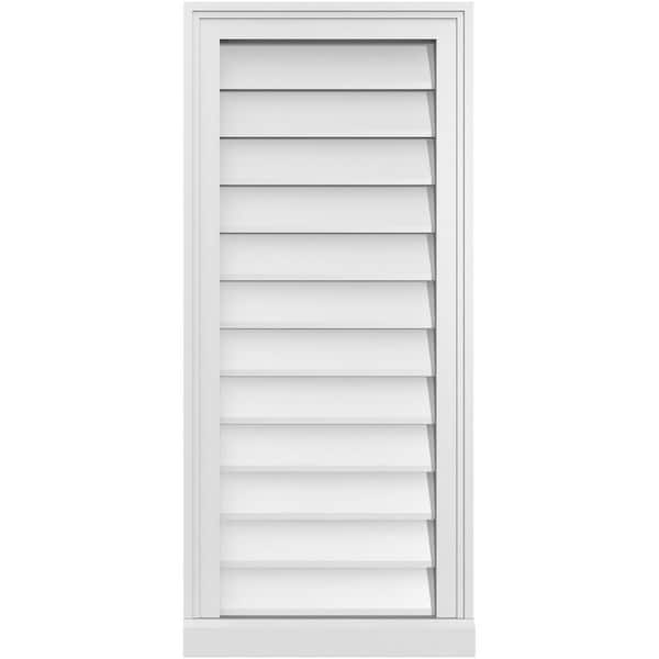 Ekena Millwork 16 in. x 36 in. Vertical Surface Mount PVC Gable Vent: Decorative with Brickmould Sill Frame