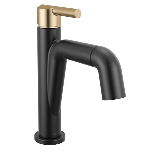 Nicoli Pull-Down Spout Single Handle Single Hole Bathroom Faucet Drain Kit Included in Matte Black/Champagne Bronze