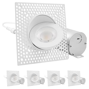 3 in. Canless Remodel LED Trimless Gimbal Recessed Light 5-Color Temperatures Dimmable Damp and IC Rated (4-Pack)
