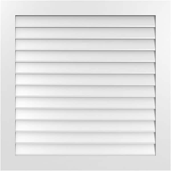 Ekena Millwork 40" x 40" Rectangular White PVC Paintable Gable Louver Vent Non-Functional