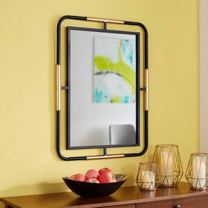 Medium Rectangle Black & Gold Modern Accent Mirror (32 in. H x 24 in. W)