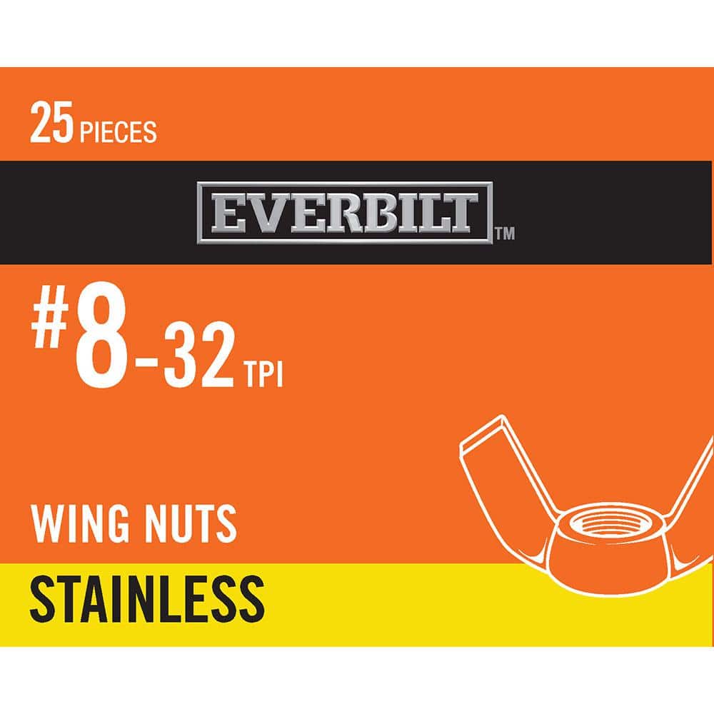 Everbilt #8-32 Stainless Steel Wing Nut (25-Pack) 807492 - The