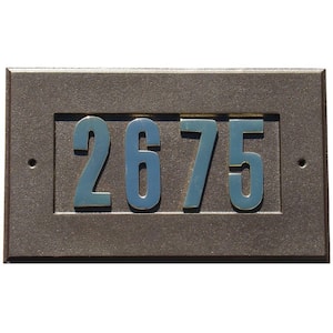 Manchester Rectangular Aluminum Address Plaque in Bronze Color with Polished Gold Brass Numbers