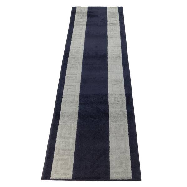 thumbnail image 2 of Rug Depot Navy Blue Scroll Hall & Stair Runner - 26" Wide Machine Woven Carpet 2 of 4