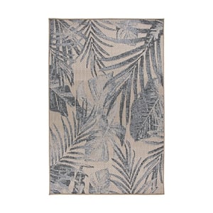 World Rug Gallery Floral Tropical Indoor/Outdoor Area Rug - Blue 5' x 7