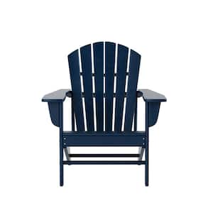 Mason Navy Blue Poly Plastic Outdoor Patio Classic Adirondack Chair, Fire Pit Chair (Set of 2)
