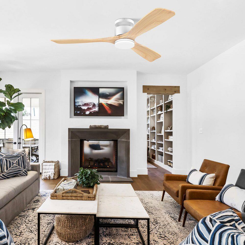 52 in. White Flush Mount Outdoor Indoor Integrated Ceiling Fan w/ LED Light Remote/APP/Google Home Color Changing Quiet price history on PriceWatchPro