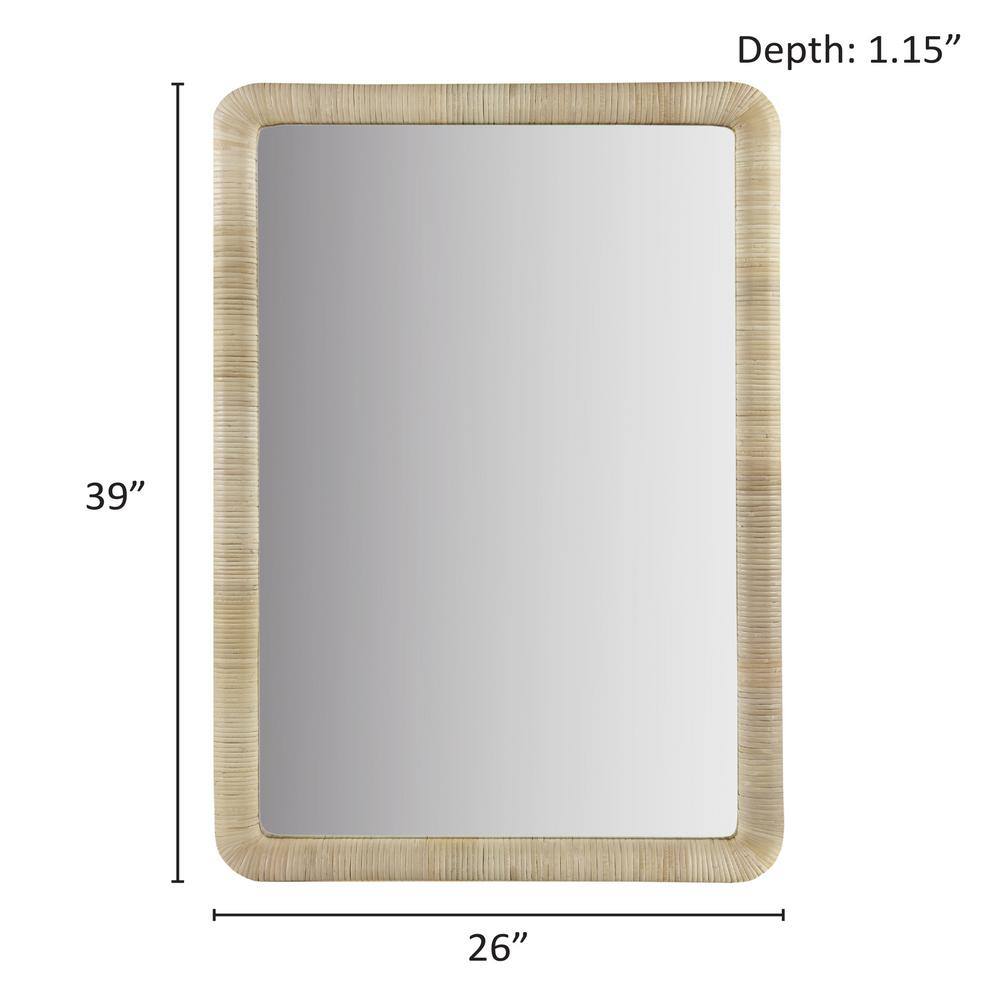 Nova Natural Rattan Rectangle Wall Mirror with Rounded Corners