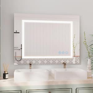 48 in. W x 36 in. H Rectangular Anti-Fog Dimmable LED Light Frameless Wall Bathroom Vanity Mirror in Silver