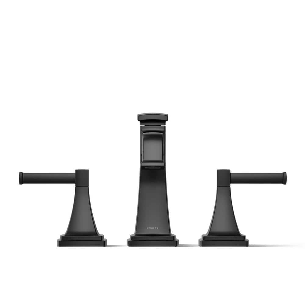 Matte Black Deck Mount Bath Faucet Trim Kit with Diverter Spout