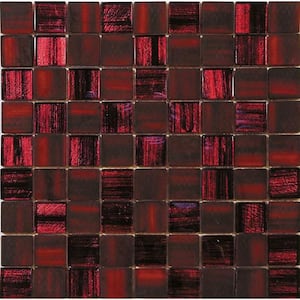 Red 11.3 in. x 11.3 in. Polished and Matte Finished Glass Mosaic Tile (4.43 sq. ft./Case)