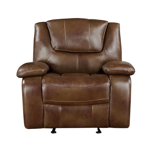 Lazzara Dimitri Brown Leather Manual Glider Recliner 9639BR-1