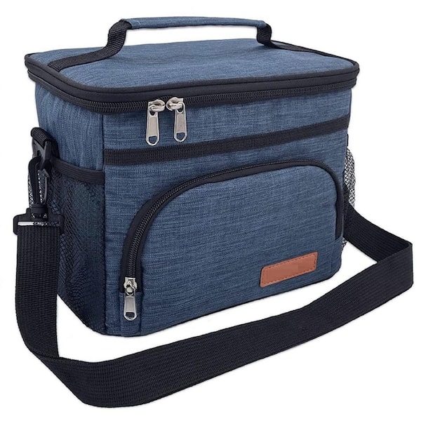 4 qt. Insulated Lunch Bag Leakproof Cooler Tote with Shoulder Strap for Office Picnic Hiking Beach Blue
