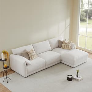 Oceanus 115.7 in. Straight Arm 4-Piece Fabric Modular Sectional in Pearl
