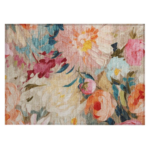 Chantille Machine Washable Indoor/Outdoor Abstract ACN2264 Putty 1 ft. 8 in. x 2 ft. 6 in. Accent Rug