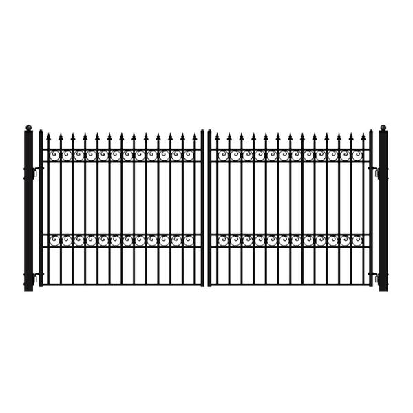 ALEKO Oslo Style 18 ft. x 6 ft. Black Steel Dual Swing Driveway Fence Gate