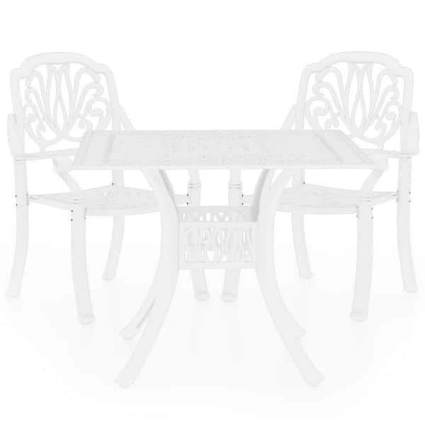 Modern White 3-Piece Metal Outdoor Bistro Set