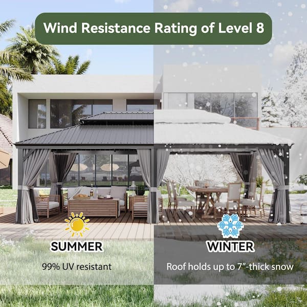 Sizzim 24 ft. x 14 ft. Outdoor Double Roof Hardtop Gazebo with