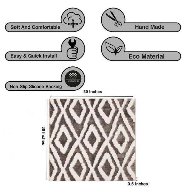 THE SOFIA RUGS Sofihas Floor Mats, Gray, 48x20+30x20, polypropylene,  Diamond, Set 2 Piece Non-Slip, Washable, Kitchen Mat K-MAT-67B-GR - The  Home Depot