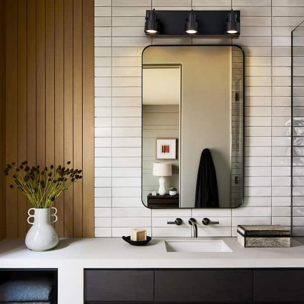 Grace 16.5 in. 3-Light Black Bathroom Vanity Light Track Lighting Spotlight with Rotatable