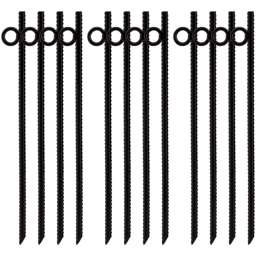 12-Pack 3/8 in. x 17 in. Black Heavy Duty Steel Rebar Stakes with Loop, Ground Anchor, Reusable Tent Stakes for Outdoor price history on PriceWatchPro