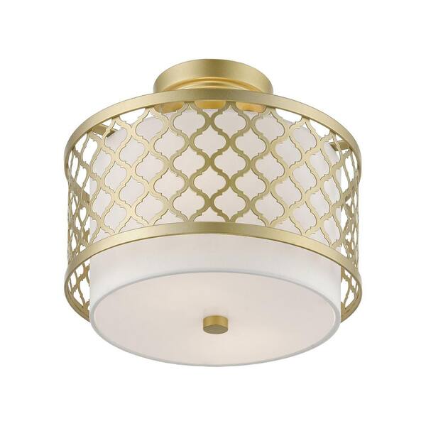 Livex Lighting Arabesque 11.875 in. 2-Light Soft Gold Semi-Flush