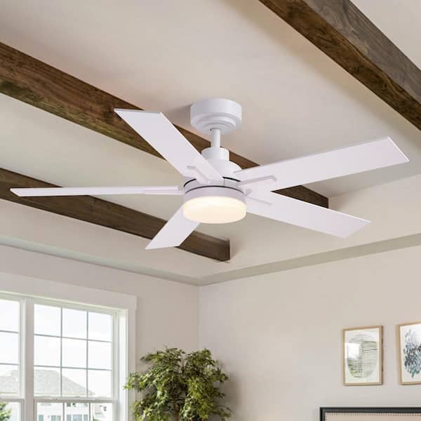 ANTOINE 44 in. Modern Smart Indoor White Ceiling Fan with Dimmable LED Light and APP Remote Control