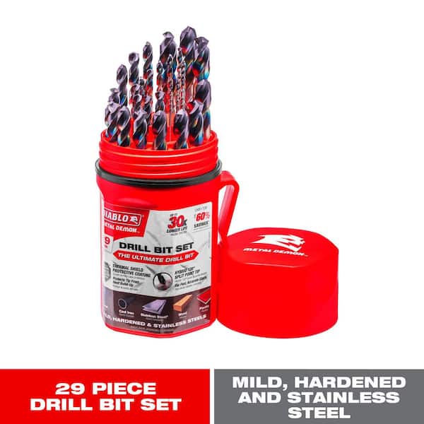 DIABLO Metal Demon Drill Bits Set with Thermos for Mild, Hardened
