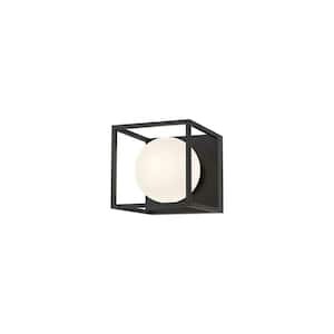 Amelia 6-in 1 Light 60-Watt Matte Black/Opal Matte Glass Vanity Light