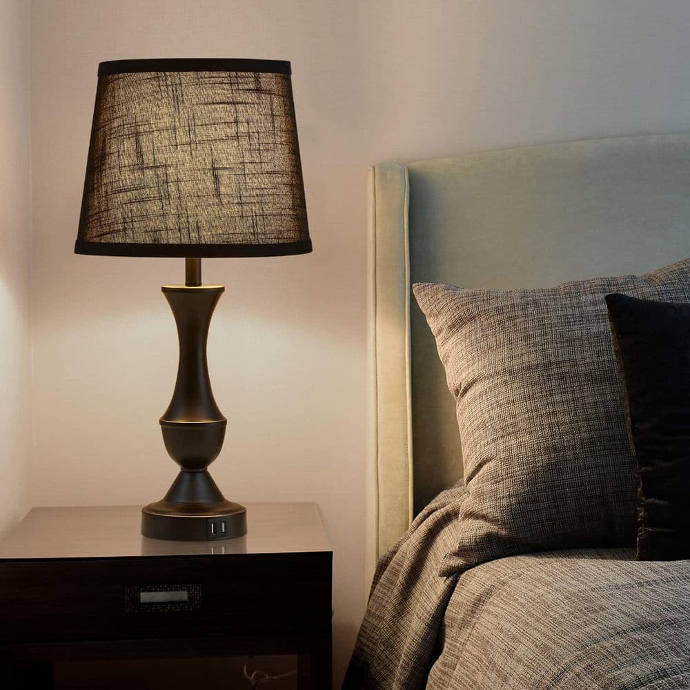 22 in. Black Dimmable Table Table and Floor Lamp Set with Wireless Charging and USB Port (Set of 2) price history on PriceWatchPro