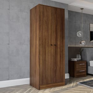 Denmark Walnut 24.5 in. Bedroom Armoire with 2-Doors