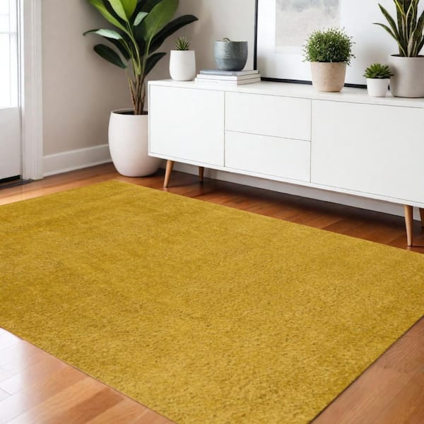 Yellow 4 ft. x 6 ft. Woven Solid Color Rectangle Indoor Area Rug