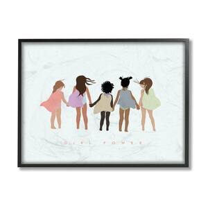 "Girl Power Phrase Inclusive Caped Superheroes" by Leah Straatsma Framed People Wall Art Print 11 in. x 14 in.