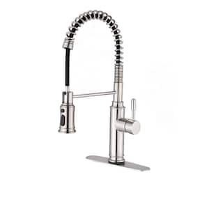 Contemporary Single Handle Touch Pull Down Sprayer Kitchen Faucet in Brushed Nickel