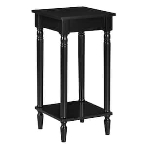 French Country Kim 14 in. Black Square End Table with Shelf