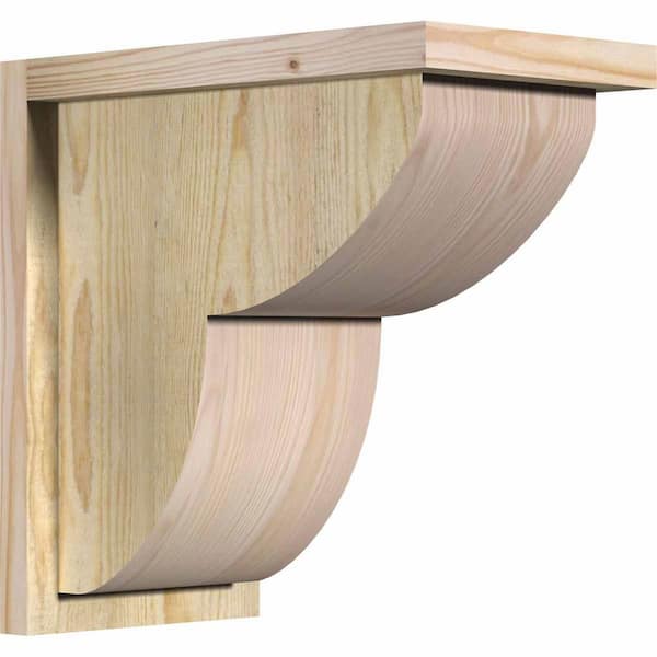 Ekena Millwork 8 in. x 14 in. x 14 in. Douglas Fir Crestline Rough Sawn Corbel with Backplate