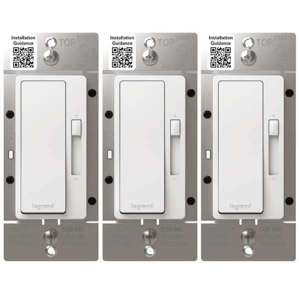 Radiant 150-Watt Rocker Dimmer for LED/CFL/Halogen/Incandescent Bulbs, 3-Way/1-Pole, White (3-Pack)