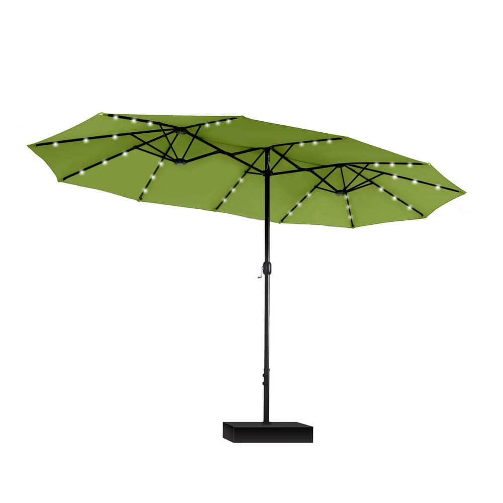 15 ft. Steel Pole Market Solar Rectangle Patio Umbrella in Lime Green