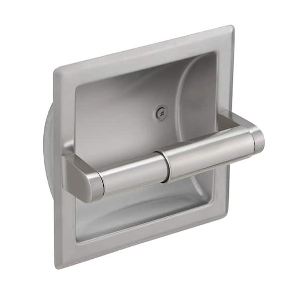 Recessed Toilet Paper Holder with Mounting Bracket Wall Mount Made of Metal, Bathroom Toilet Paper in Brushed Nickel