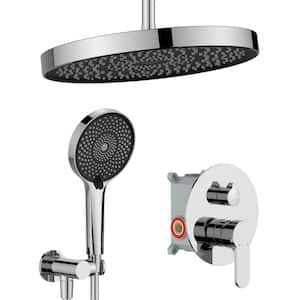 4-Spray Patterns with 2.0 GPM 12 in. Ceiling Mount Dual Shower Heads Fixed Shower Head Rainfall Shower Head in Chrome